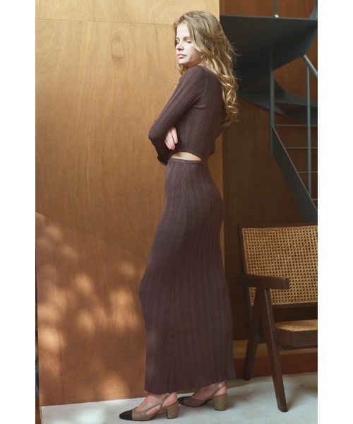 Alessia Knit Dress カットアウトランダムリブニットドレス