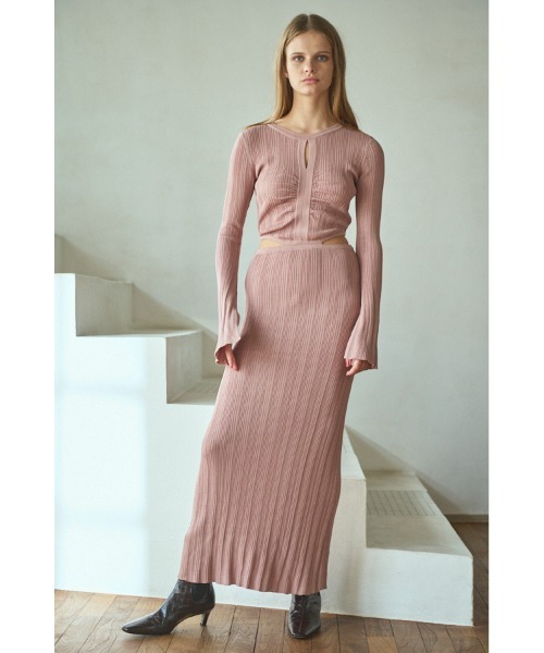 Alessia Knit Dress カットアウトランダムリブニットドレス