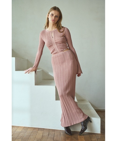 美品　エステラケー　ランダムリブニットドレス Alessia Knit Dress カットアウトランダムリブニットドレス