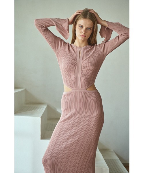 Alessia Knit Dress カットアウトランダムリブニットドレス