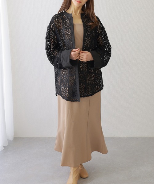Lace Ladies(レースレディース)の「バンドカラー 総レース 長袖 フレア ブラウス(シャツ/ブラウス・レディース・チャコールグレー/ホワイト/ブラック/アイボリー・FREE/S)」の6枚目の写真