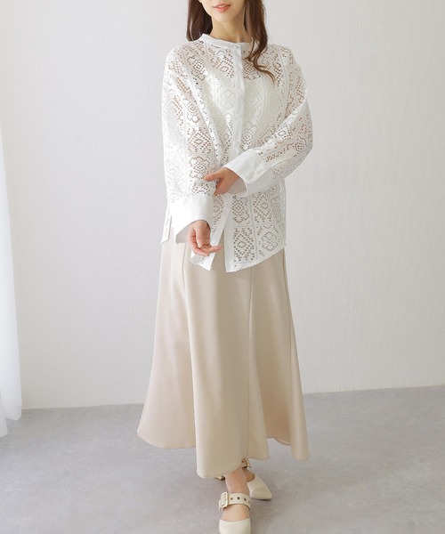 Lace Ladies(レースレディース)の「バンドカラー 総レース 長袖 フレア ブラウス(シャツ/ブラウス・レディース・チャコールグレー/ホワイト/ブラック/アイボリー・FREE/S)」の16枚目の写真