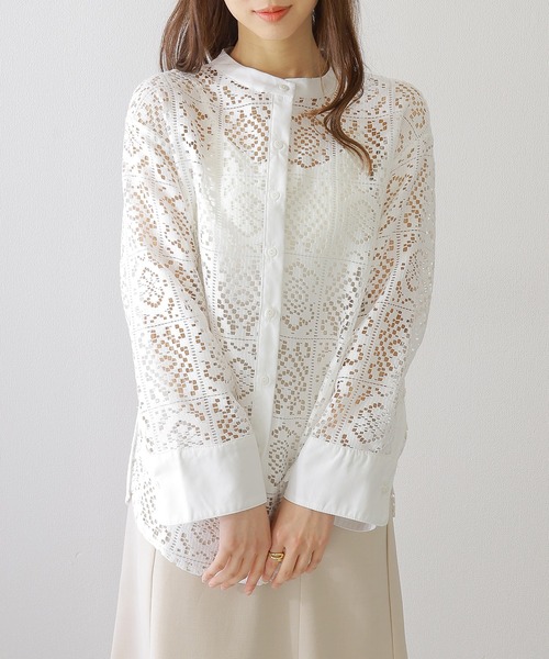 Lace Ladies(レースレディース)の「バンドカラー 総レース 長袖 フレア ブラウス(シャツ/ブラウス・レディース・チャコールグレー/ホワイト/ブラック/アイボリー・FREE/S)」の17枚目の写真