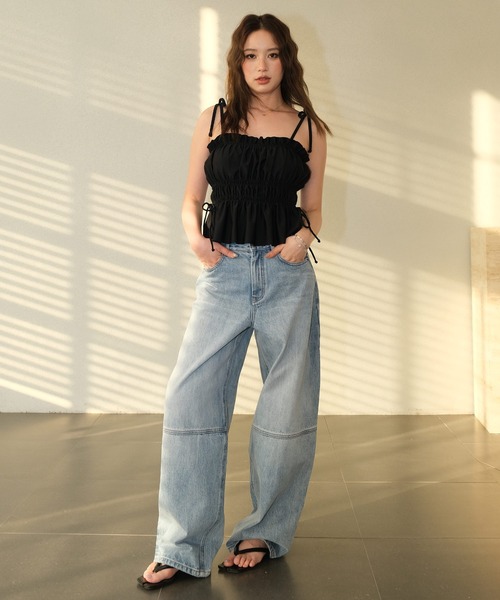 水着レディース体型カバーシャーリングフリルキャミソールセットアップ3点セットセパレート