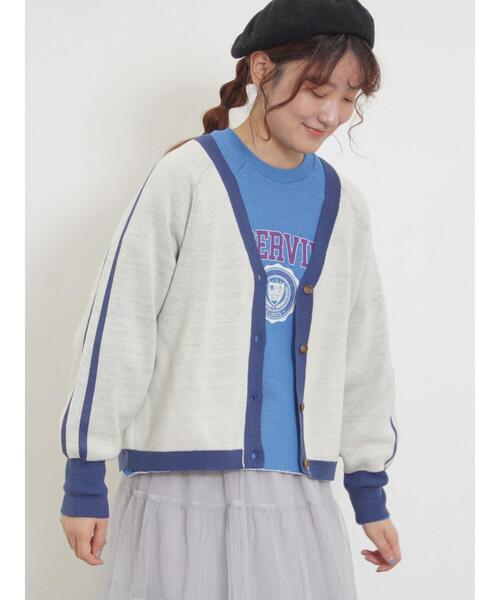 Samansa Mos2（サマンサ モスモス）の「袖ラインVネックカーディガン（カーディガン/ボレロ・レディース・キナリ/グレー/チャコールグレー/グリーン・F）」の5枚目の写真