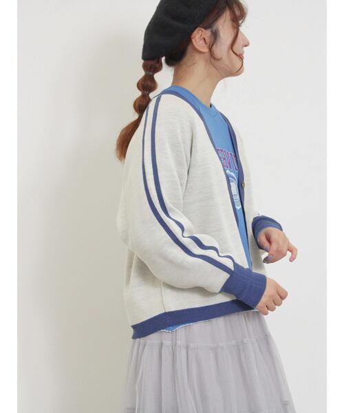 Samansa Mos2（サマンサ モスモス）の「袖ラインVネックカーディガン（カーディガン/ボレロ・レディース・キナリ/グレー/チャコールグレー/グリーン・F）」の6枚目の写真