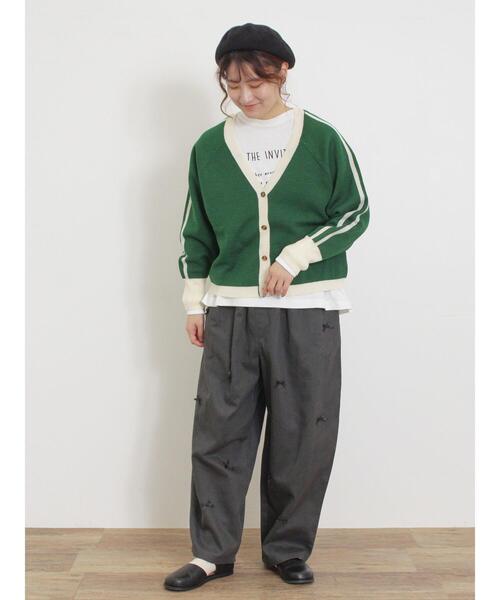 Samansa Mos2（サマンサ モスモス）の「袖ラインVネックカーディガン（カーディガン/ボレロ・レディース・キナリ/グレー/チャコールグレー/グリーン・F）」の9枚目の写真