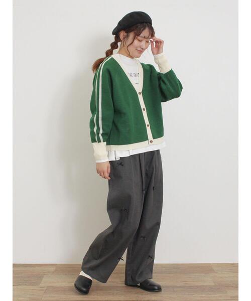 Samansa Mos2（サマンサ モスモス）の「袖ラインVネックカーディガン（カーディガン/ボレロ・レディース・キナリ/グレー/チャコールグレー/グリーン・F）」の10枚目の写真