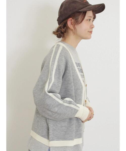 Samansa Mos2（サマンサ モスモス）の「袖ラインVネックカーディガン（カーディガン/ボレロ・レディース・キナリ/グレー/チャコールグレー/グリーン・F）」の13枚目の写真