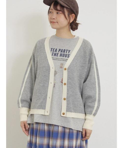 Samansa Mos2（サマンサ モスモス）の「袖ラインVネックカーディガン（カーディガン/ボレロ・レディース・キナリ/グレー/チャコールグレー/グリーン・F）」の14枚目の写真