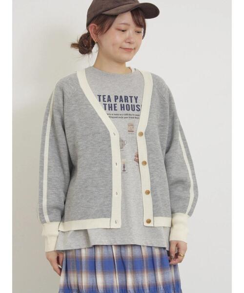 Samansa Mos2（サマンサ モスモス）の「袖ラインVネックカーディガン（カーディガン/ボレロ・レディース・キナリ/グレー/チャコールグレー/グリーン・F）」の15枚目の写真