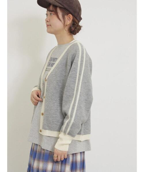 Samansa Mos2（サマンサ モスモス）の「袖ラインVネックカーディガン（カーディガン/ボレロ・レディース・キナリ/グレー/チャコールグレー/グリーン・F）」の16枚目の写真