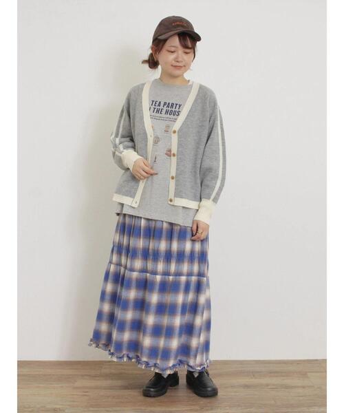 Samansa Mos2（サマンサ モスモス）の「袖ラインVネックカーディガン（カーディガン/ボレロ・レディース・キナリ/グレー/チャコールグレー/グリーン・F）」の18枚目の写真