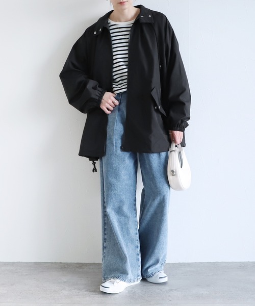 reca（レカ）の「オーバーサイズドロスト付コート（その他アウター・レディース・ブラック/ベージュ・M）」の4枚目の写真