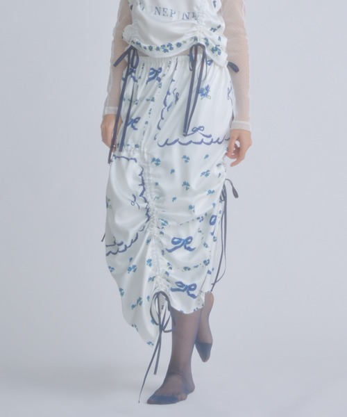 monepine オリジナルプリントギャザースカート セール】original print gather skirt/オリジナルプリント