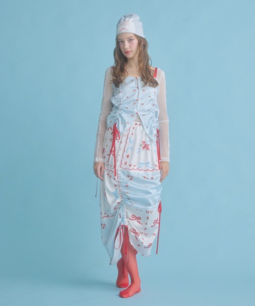 monepine オリジナルプリントギャザースカート セール】original print gather skirt/オリジナルプリント