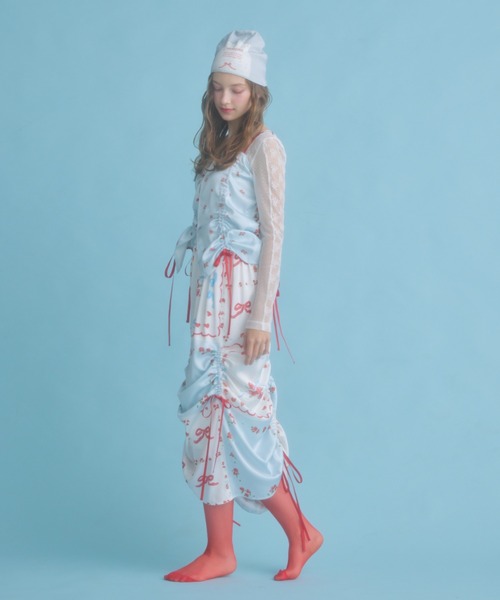 monepine オリジナルプリントギャザースカート original print gather skirt/オリジナルプリントギャザー