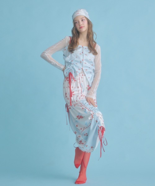 monepine オリジナルプリントギャザースカート セール】original print gather skirt/オリジナルプリント
