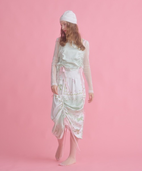 monepine オリジナルプリントギャザースカート original print gather skirt/オリジナルプリントギャザー