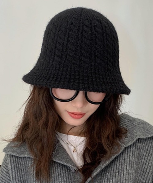 TONE SELECT GOODS(トーンセレクトグッズ)の「pur chouchou/ニット バケットハット P4436(ハット・レディース・ブラック/アイボリー・FREE)」の2枚目の写真