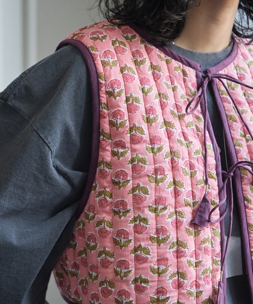 ベビーピンク花型キルティングベストサイズ40 42 44 チュビックキルティングベスト | ベビー服・子供服通販のPETTIT