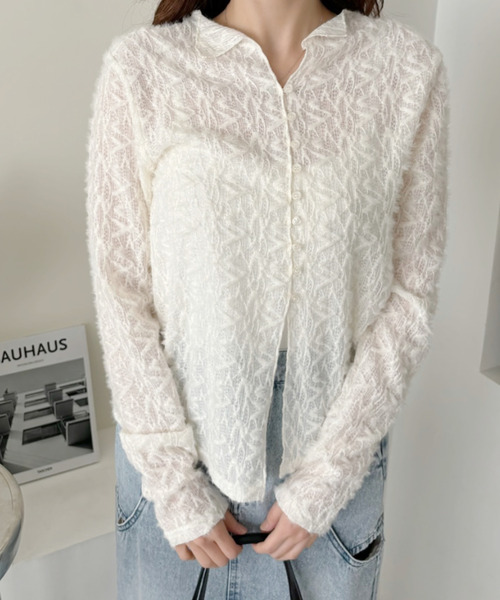 Ada.(エイダ)の「【Eclat one】シアー レース メニーボタン カーディガン トップス(カーディガン/ボレロ・レディース・ブラック/アイボリー/ピンク・FREE)」の8枚目の写真