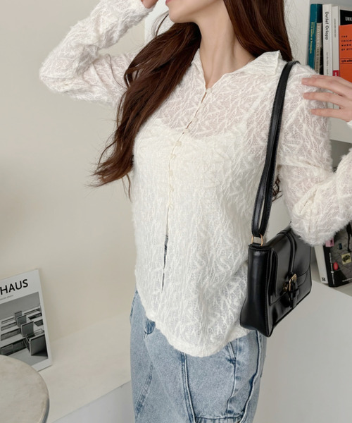Ada.(エイダ)の「【Eclat one】シアー レース メニーボタン カーディガン トップス(カーディガン/ボレロ・レディース・ブラック/アイボリー/ピンク・FREE)」の13枚目の写真