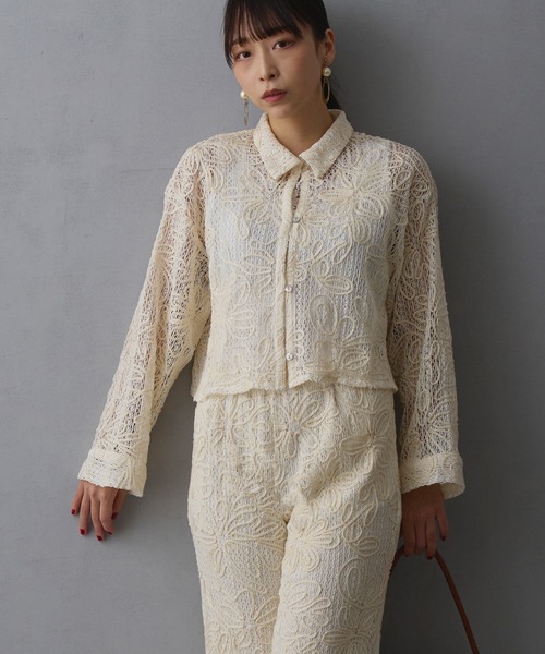 madame NICOLE マダムニコル 刺繍入りトップス