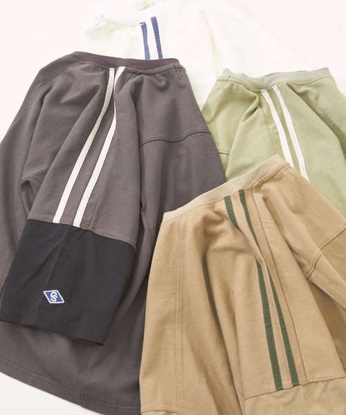 CUBE SUGAR（キューブシュガー）の「ナイロン×カットソーライン入りドルマンスリーブＴシャツ（Tシャツ/カットソー・レディース・スミクロ/ナチュラル/ベージュ/カーキ・M）」の13枚目の写真