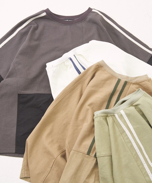 CUBE SUGAR（キューブシュガー）の「ナイロン×カットソーライン入りドルマンスリーブＴシャツ（Tシャツ/カットソー・レディース・スミクロ/ナチュラル/ベージュ/カーキ・M）」の14枚目の写真