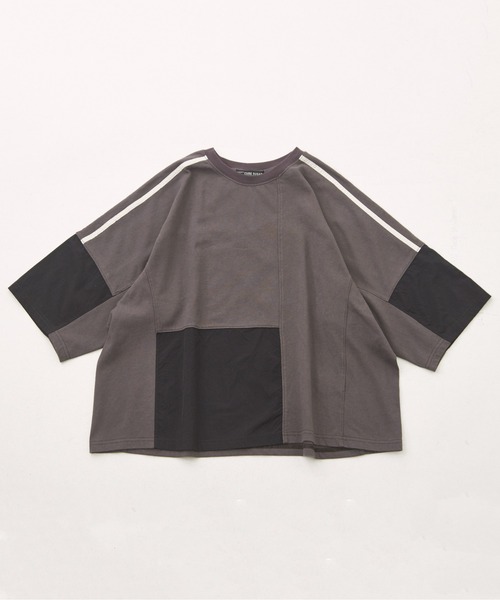 CUBE SUGAR（キューブシュガー）の「ナイロン×カットソーライン入りドルマンスリーブＴシャツ（Tシャツ/カットソー・レディース・スミクロ/ナチュラル/ベージュ/カーキ・M）」の17枚目の写真