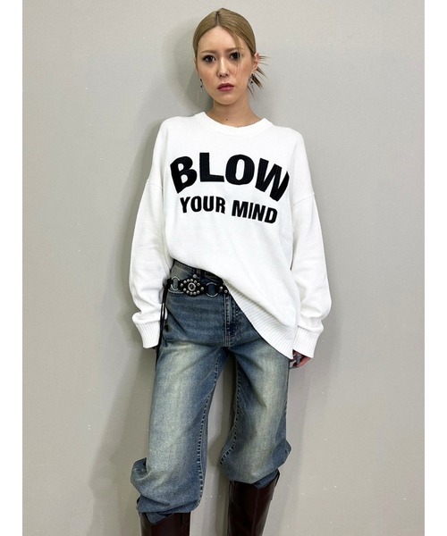 EGOIST（エゴイスト）の「ロゴ刺繍ニットプルオーバー（ニット/セーター・レディース・ブラック/ホワイト/ブラウン・FREE）」の2枚目の写真