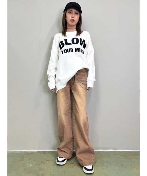 EGOIST（エゴイスト）の「ロゴ刺繍ニットプルオーバー（ニット/セーター・レディース・ブラック/ホワイト/ブラウン・FREE）」の6枚目の写真