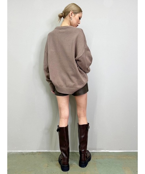 EGOIST（エゴイスト）の「ロゴ刺繍ニットプルオーバー（ニット/セーター・レディース・ブラック/ホワイト/ブラウン・FREE）」の5枚目の写真