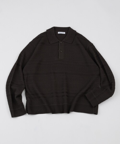 FREAK'S STORE(フリークスストア)の「ヘリテージボーダー ポロカラーニット(ニット/セーター・メンズ・ベージュ/ホワイト/チャコールグレー/サックスブルー・MEDIUM/LARGE)」の8枚目の写真