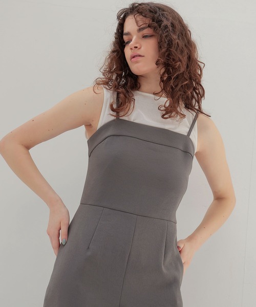 DRESSLAVE（ドレスレイブ）の「B7 / dry calze cami combinaison(ドライカルゼコンビネゾン)（サロペット/オーバーオール・レディース・ベージュ/グレー・38）」の5枚目の写真