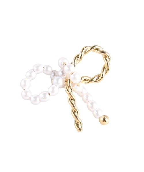 Jolie Toujours(ジョリトゥジュール)の「パール×メタルリボンピアス(ピアス(両耳用)・レディース・シルバー/ゴールド・FREE)」の7枚目の写真
