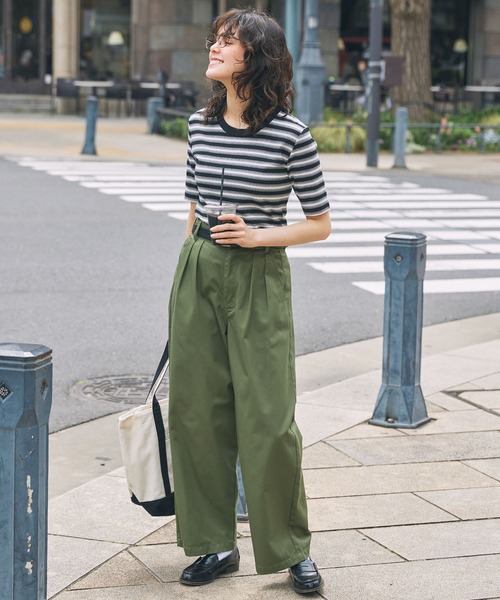MONO-MART LADY'S（モノマートレディース）の「マルチボーダー フライス コンパクトトップス（Tシャツ/カットソー・レディース・ブラウン/ボルドー/ブラック・FREE）」の9枚目の写真