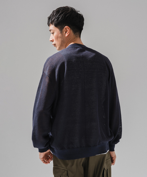 EDIFICE（エディフィス）の「E. リネン ブライトシアー カーディガン（カーディガン/ボレロ・メンズ・グレー/ネイビー/グリーン/ホワイト・LARGE/MEDIUM）」の5枚目の写真