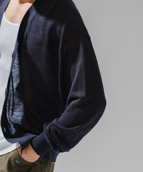 EDIFICE（エディフィス）の「E. リネン ブライトシアー カーディガン（カーディガン/ボレロ・メンズ・グレー/ネイビー/グリーン/ホワイト・LARGE/MEDIUM）」の10枚目の写真