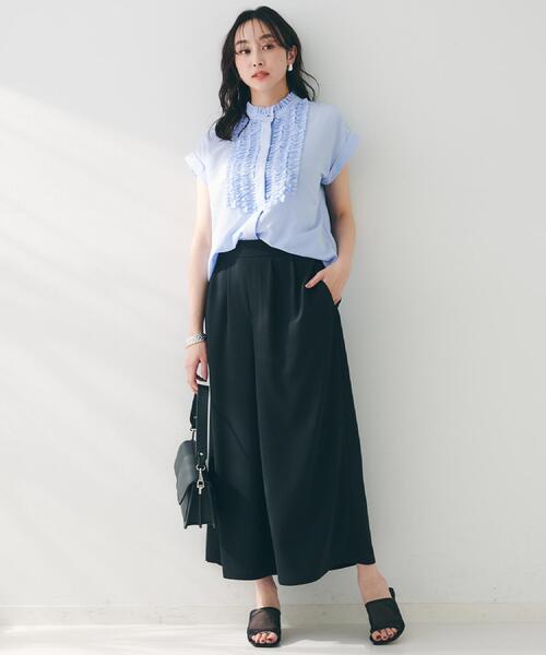 UNTITLED(アンタイトル)の「【セットアップ可/接触冷感/イージーケア】リラクミスト タックワイドパンツ(その他パンツ・レディース・ベージュ/ネイビー/ブラック/チャコールグレー・00/01/02/03/04/42/44/46/48/50)」の9枚目の写真