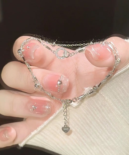 ロンドブレスレット、2連フープ RONDOU シルバー/クリスタル ブレスレット – ジュエリーショップ ロンド
