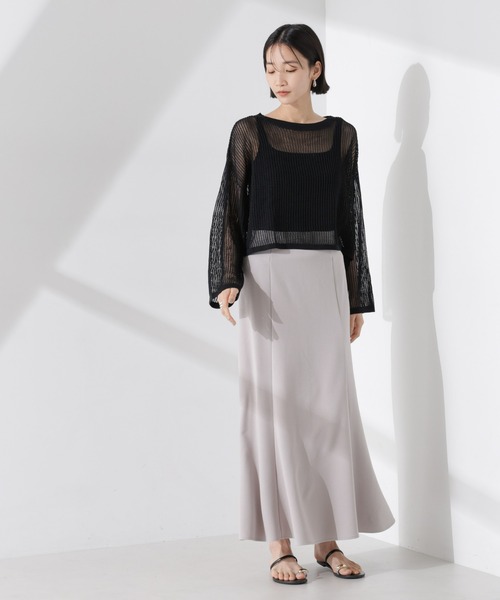 NANO universe（ナノユニバース）の「クロップドメッシュニットトップス（ニット/セーター・レディース・ブラック/ベージュ/レッド・FREE）」の21枚目の写真