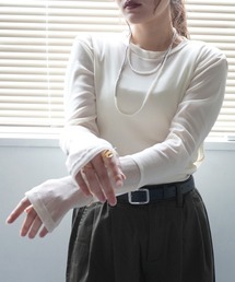 Emma（SELECT LEVERY） | 袖口シアーラメ切替プルオーバー(Tシャツ/カットソー)