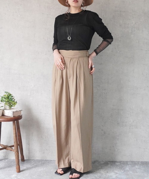 Emma（SELECT LEVERY）（エマ セレクトリベリー）の「袖口シアーラメ切替プルオーバー（Tシャツ/カットソー・レディース・チャコール/ブルー/アイボリー/ブラック・FREE）」の8枚目の写真