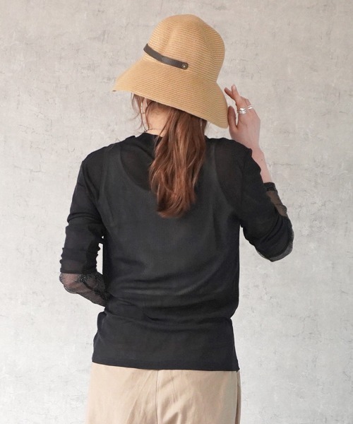 Emma（SELECT LEVERY）（エマ セレクトリベリー）の「袖口シアーラメ切替プルオーバー（Tシャツ/カットソー・レディース・チャコール/ブルー/アイボリー/ブラック・FREE）」の9枚目の写真