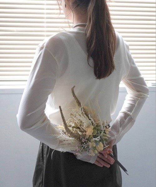 Emma（SELECT LEVERY）（エマ セレクトリベリー）の「袖口シアーラメ切替プルオーバー（Tシャツ/カットソー・レディース・チャコール/ブルー/アイボリー/ブラック・FREE）」の15枚目の写真