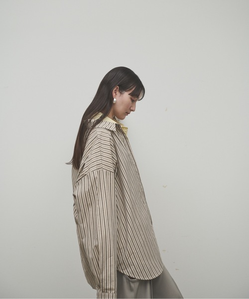 Lutim by u(ルチバイユー)の「Regiment stripe overshirt / レジメントストライプオーバーシャツ(シャツ/ブラウス・レディース・ナチュラル/ブルー・FREE)」の3枚目の写真
