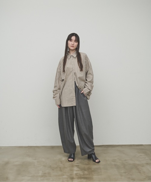 Lutim by u(ルチバイユー)の「Regiment stripe overshirt / レジメントストライプオーバーシャツ(シャツ/ブラウス・レディース・ナチュラル/ブルー・FREE)」の7枚目の写真