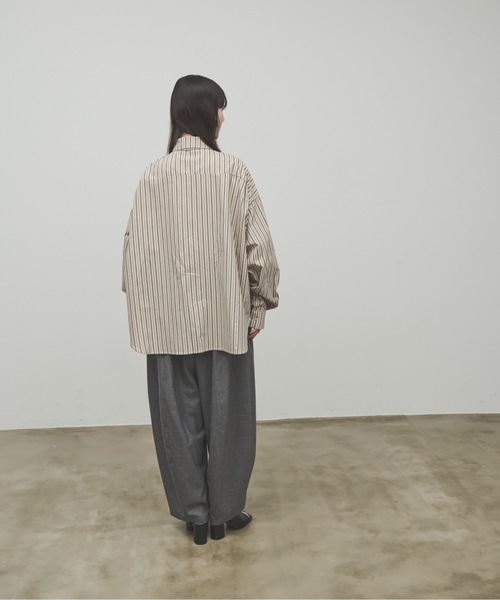 Lutim by u(ルチバイユー)の「Regiment stripe overshirt / レジメントストライプオーバーシャツ(シャツ/ブラウス・レディース・ナチュラル/ブルー・FREE)」の10枚目の写真